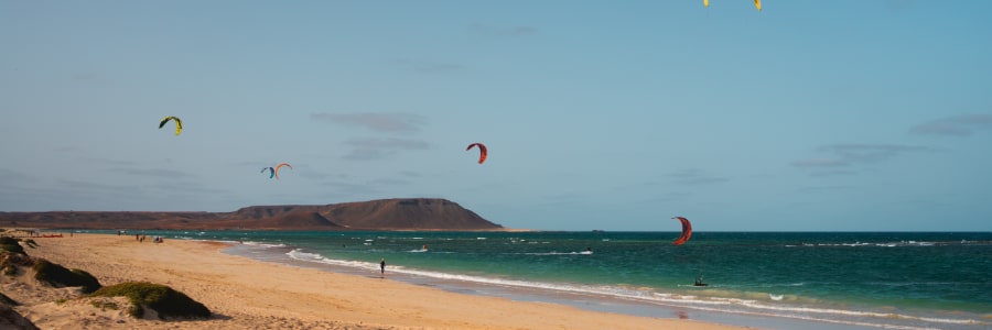 Kitesurfing in Sal Island in Cape Verde